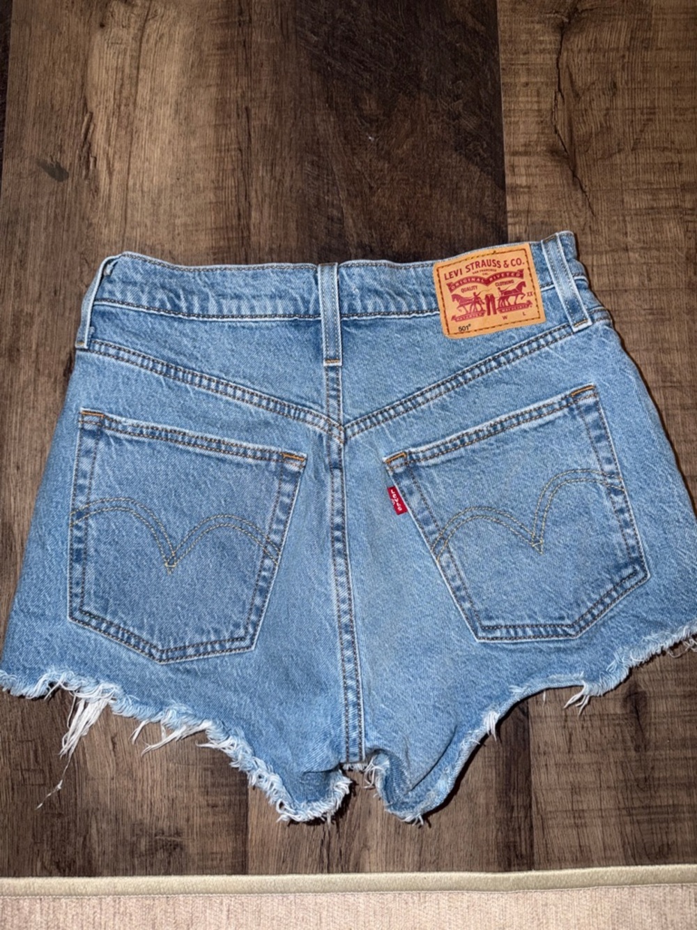 Levi's Light Blue Denim Cutoff Shorts with Frayed Hem